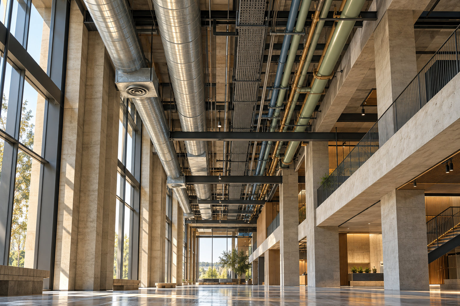 Conceptual building-services environment with coordinated engineering systems